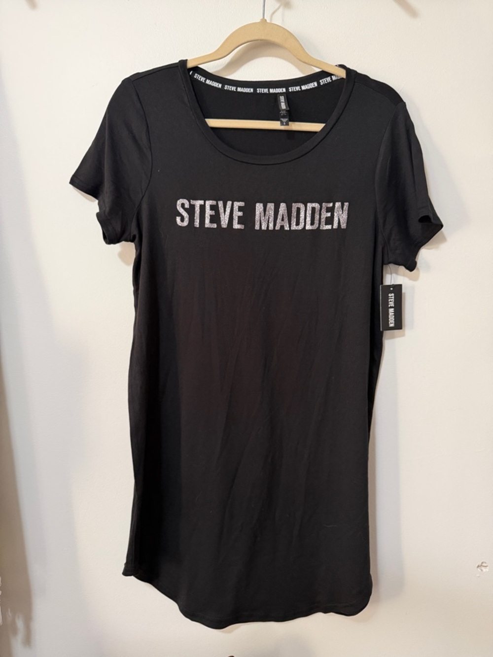 Steve Madden Black Short Sleeve Logo‎ nightgown